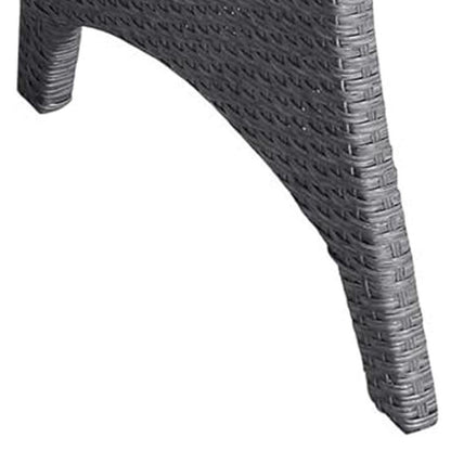 Maria Outdoor Dining Table, 57 Inch Top w/ Shelf, Gray Rattan Woven