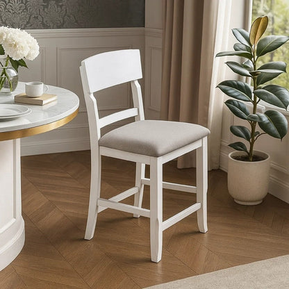 Keyan Counter Height Chair Set of 2, Foam Gray Fabric Seat, Wood