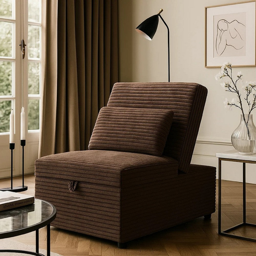 Danyl Convertible Sofa with Pull-Out Bed, Brown Channel Tufted Corduroy