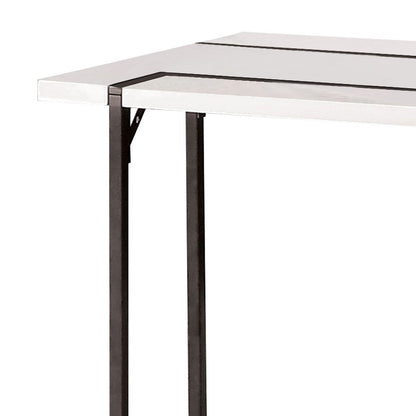 Iry Side End Table, Black Steel Sled Base, 22 Inch, Gloss White Lacquer
