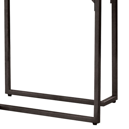 Iry Side End Table, Black Steel Sled Base, 22 Inch, Gloss White Lacquer
