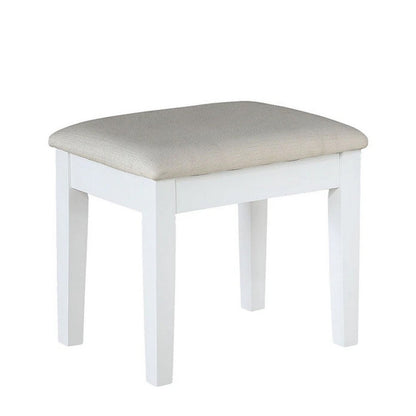 Texo 3pc White Vanity Table Set with LED Mirror and Beige Padded Stool