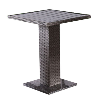 Nia Bistro Outdoor Table, Marble Base, Gray PE Rattan Frame, 27 Inch