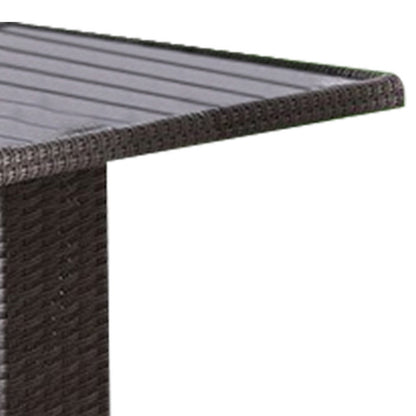 Nia Bistro Outdoor Table, Marble Base, Gray PE Rattan Frame, 27 Inch
