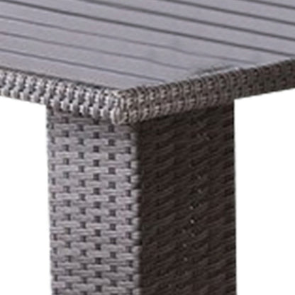 Nia Bistro Outdoor Table, Marble Base, Gray PE Rattan Frame, 27 Inch