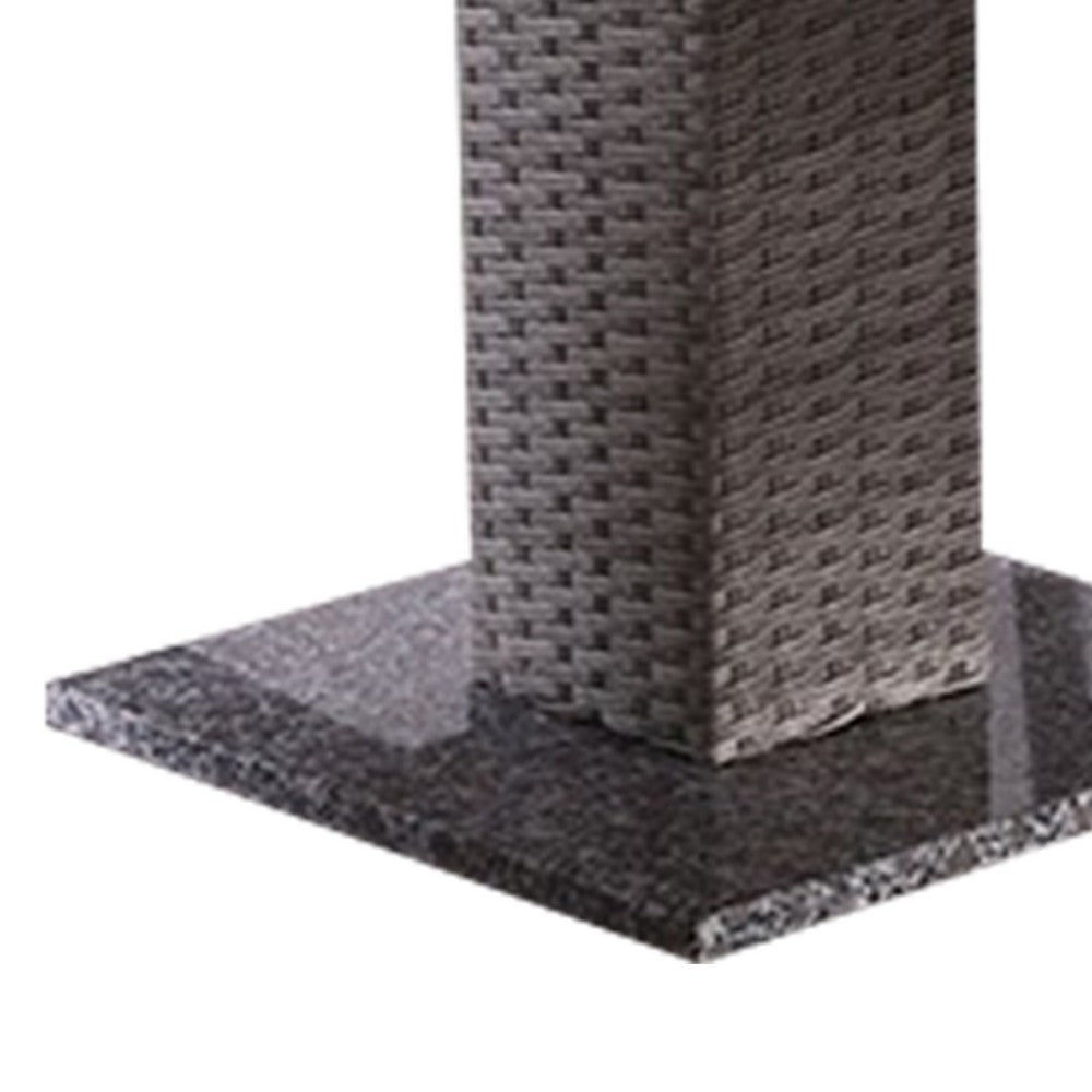 Nia Bistro Outdoor Table, Marble Base, Gray PE Rattan Frame, 27 Inch