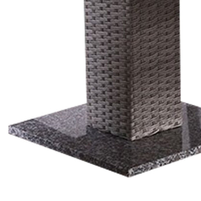 Nia Bistro Outdoor Table, Marble Base, Gray PE Rattan Frame, 27 Inch