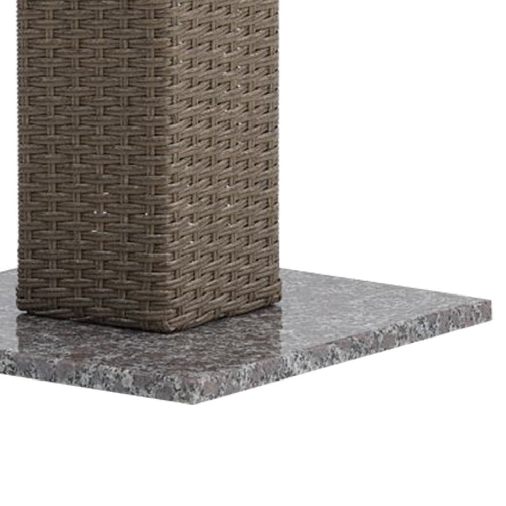 Nia Bistro Outdoor Table, Marble Base, Brown PE Rattan Frame, 27 Inch