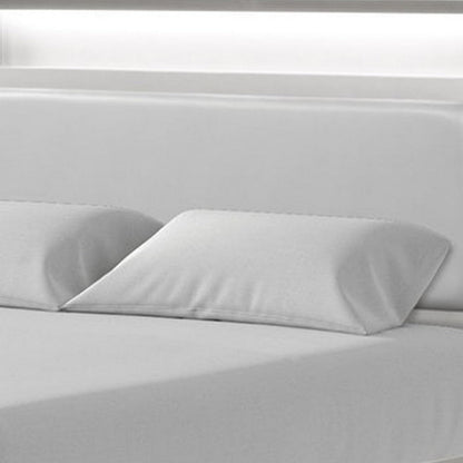 Broy Full Size Bed w LED Bookcase Headboard, Champagne Silver Veneer