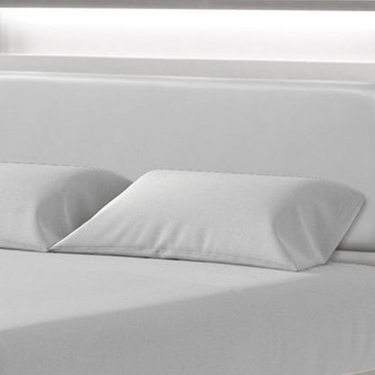 Broy Twin Size Bed w LED Bookcase Headboard, Champagne Silver Veneer
