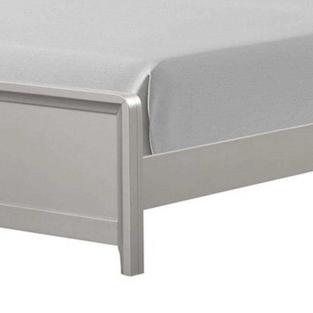 Broy Twin Size Bed w LED Bookcase Headboard, Champagne Silver Veneer