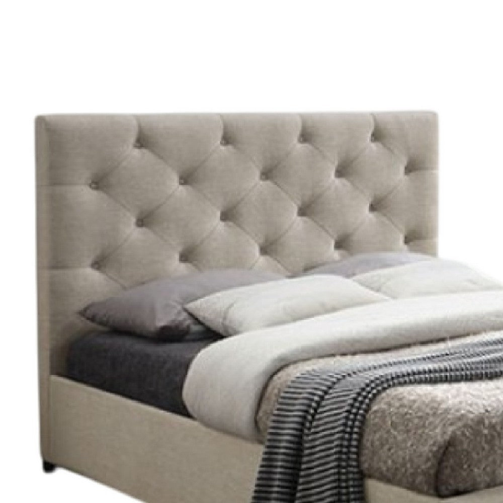 Sya Full Size Bed w Button Tufted Upholstery, Underbed Storage, Beige