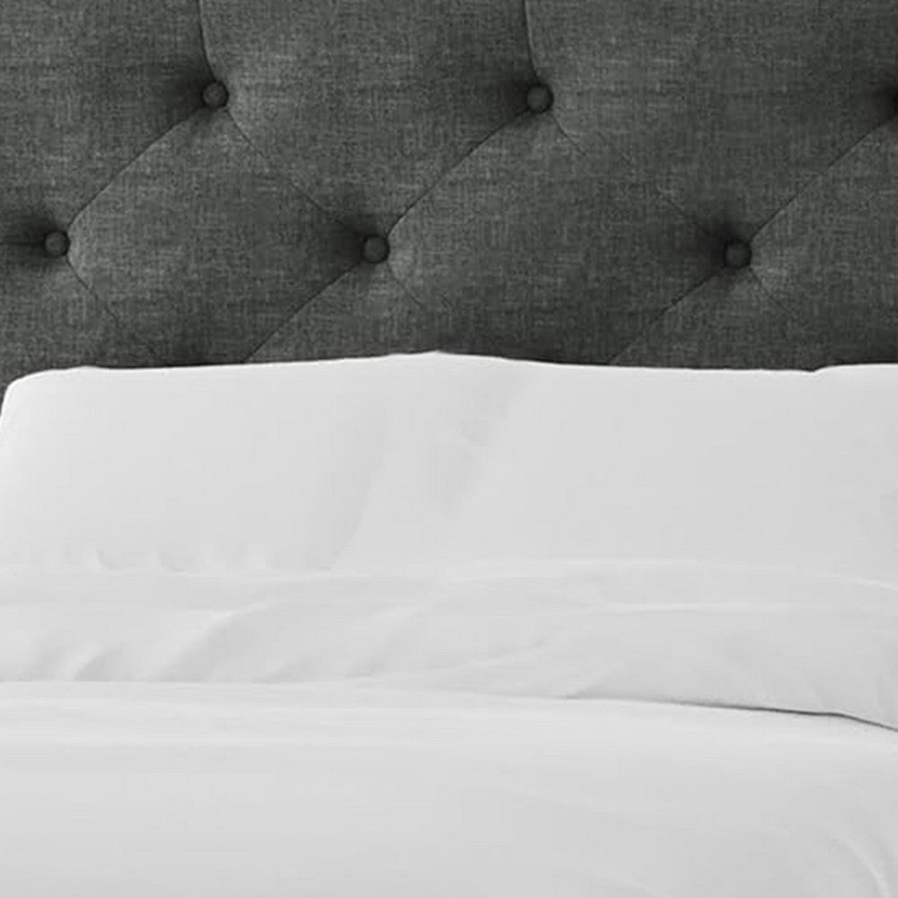 Sya Full Size Bed w Tufted Headboard, Underbed Storage, Dark Gray