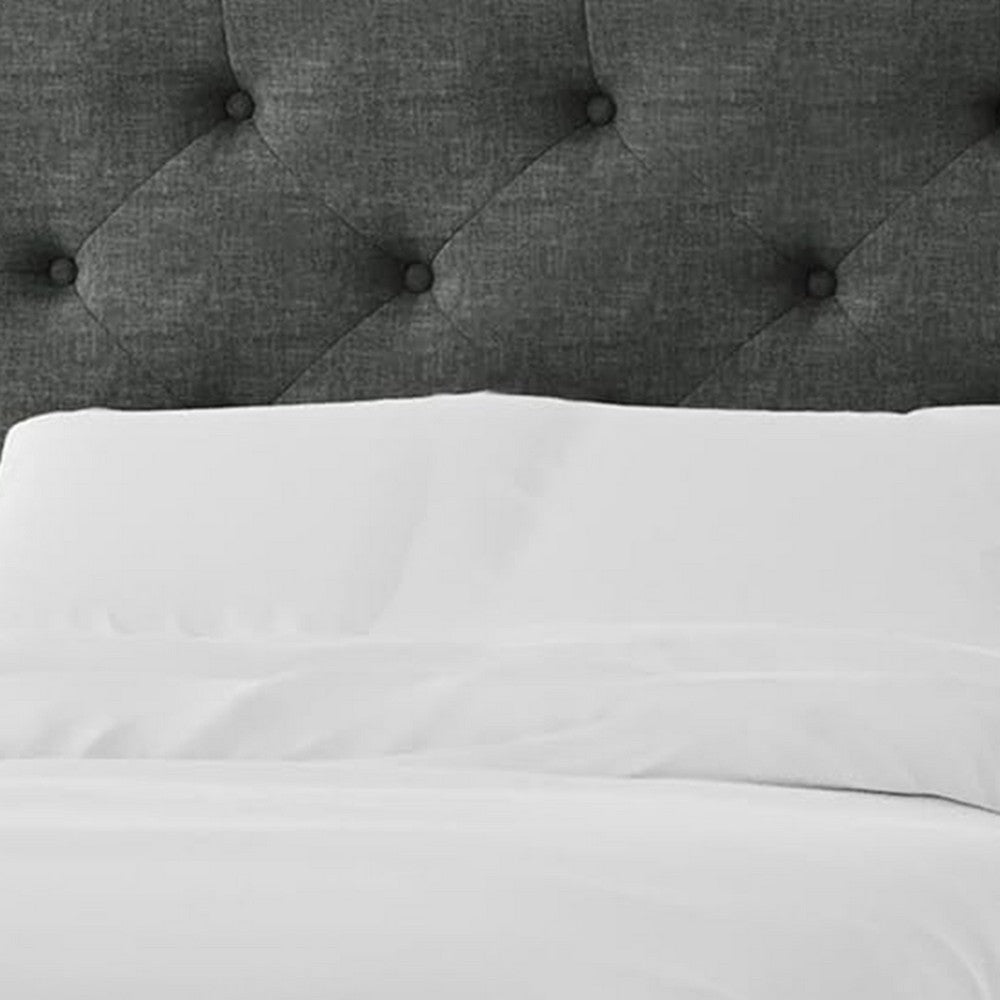 Sya Twin Size Bed w Tufted Headboard, Underbed Storage, Dark Gray