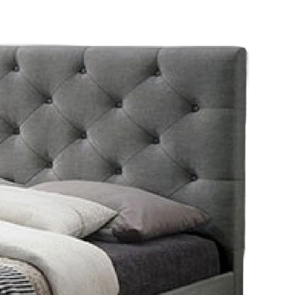 Sya Full Size Bed w Button Tufted Upholstery, Underbed Storage, Gray