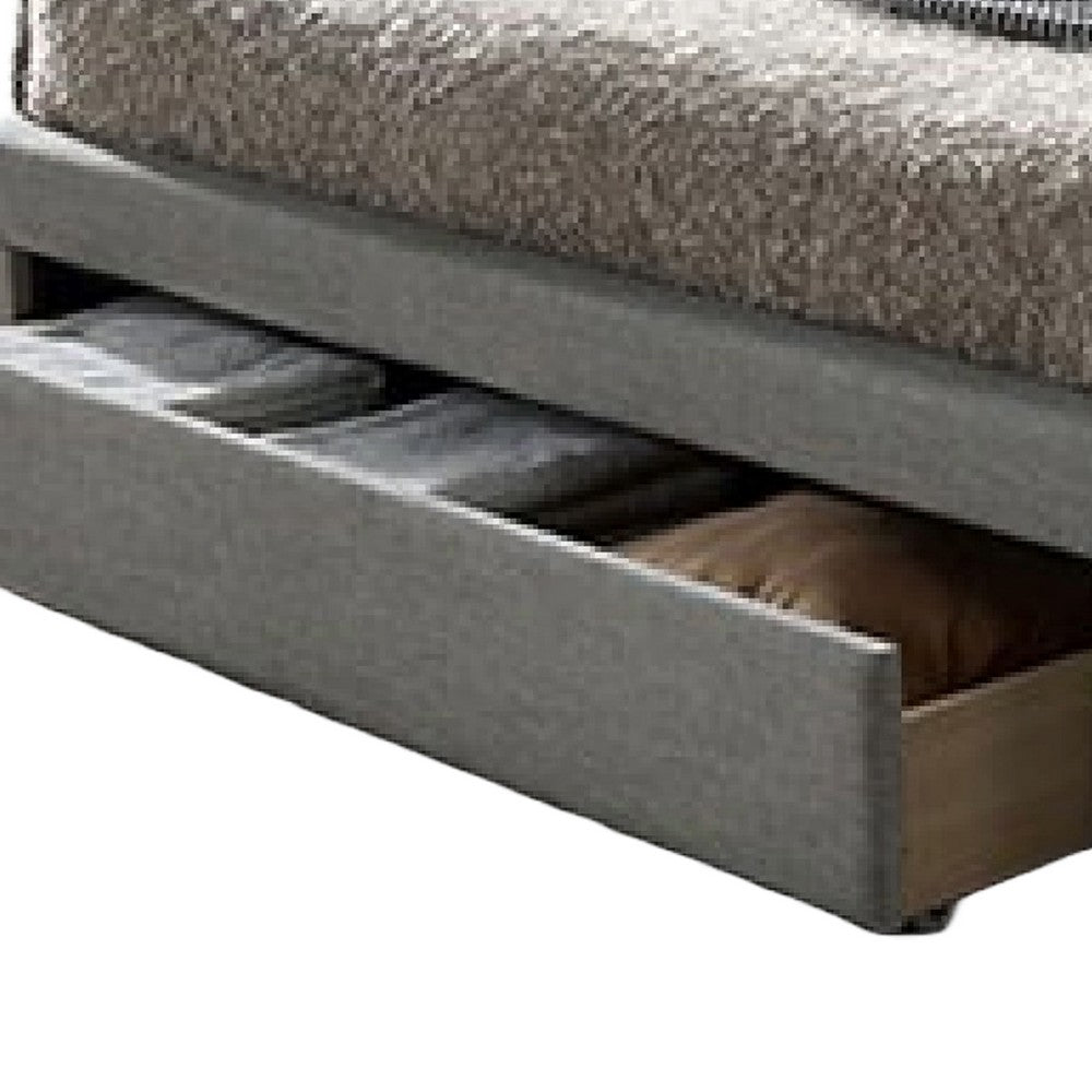 Sya Full Size Bed w Button Tufted Upholstery, Underbed Storage, Gray