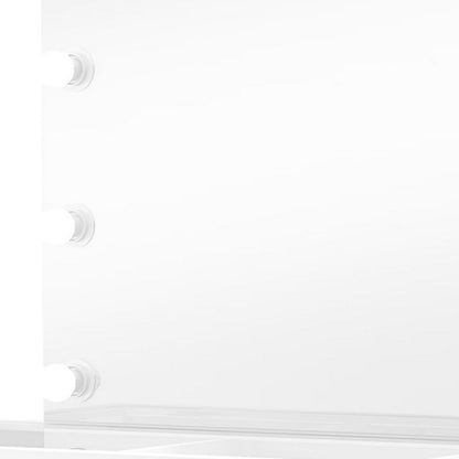 Margo Vanity Set with Lighted Mirror and Padded Stool, White-Gray