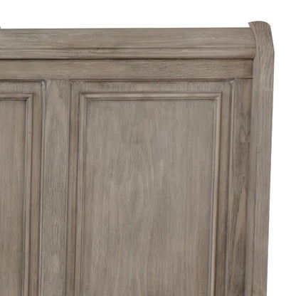 Ava Queen Bed with Footboard Storage and Bun Feet, Gray Solid Wood