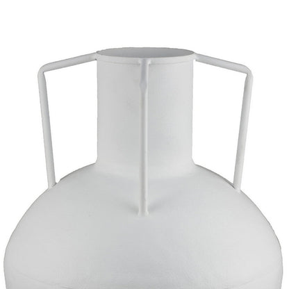 Textured Amphora Style Vase, White Metal with Dual Handles, 19 Inch