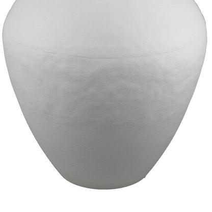 Textured Amphora Style Vase, White Metal with Dual Handles, 19 Inch