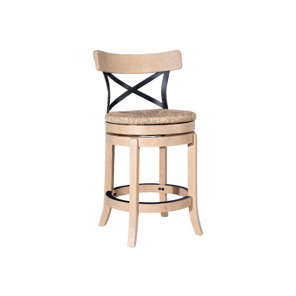 Mya Swivel Barstool Set of 2, Gray Faux Leather, 22-31 Adjustable Height