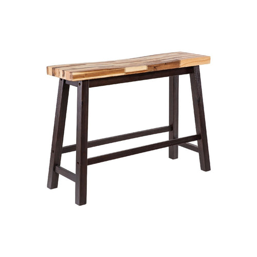 Amber Counter Height Bench, 33 Inch Natural Brown Seat, Espresso Brown