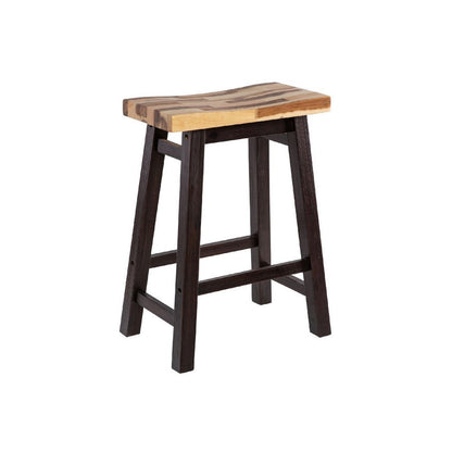 Amber Counter Height Stool, Saddle Seat, Espresso Brown Wood