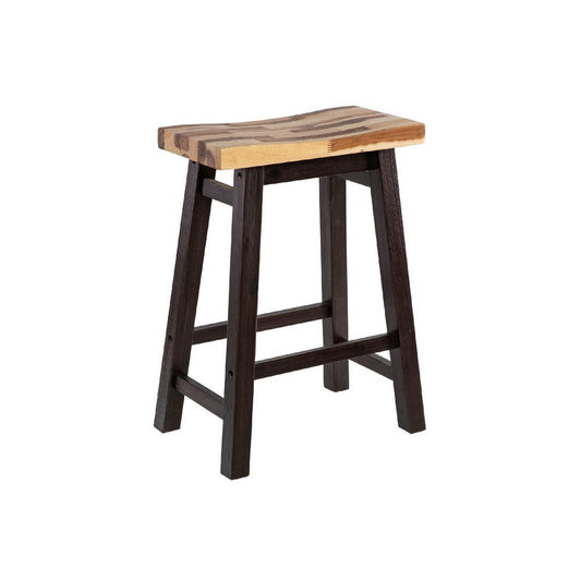 Amber Counter Height Stool, Saddle Seat, Espresso Brown Wood
