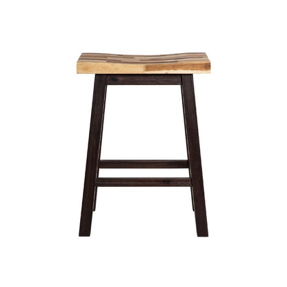 Amber Counter Height Stool, Saddle Seat, Espresso Brown Wood
