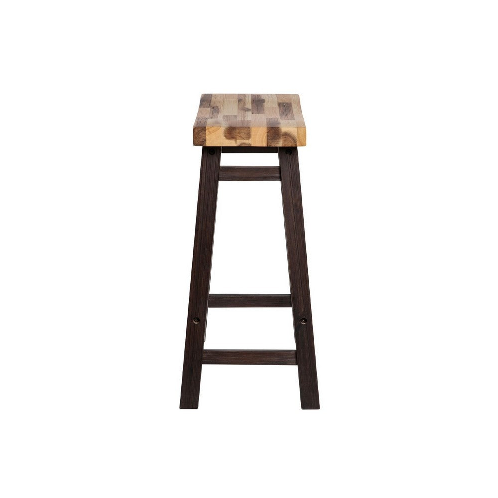 Amber Counter Height Stool, Saddle Seat, Espresso Brown Wood