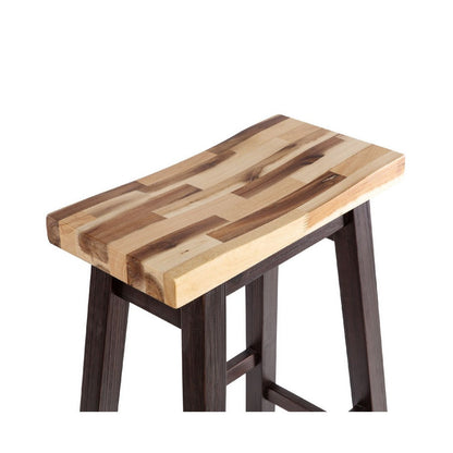 Amber Counter Height Stool, Saddle Seat, Espresso Brown Wood