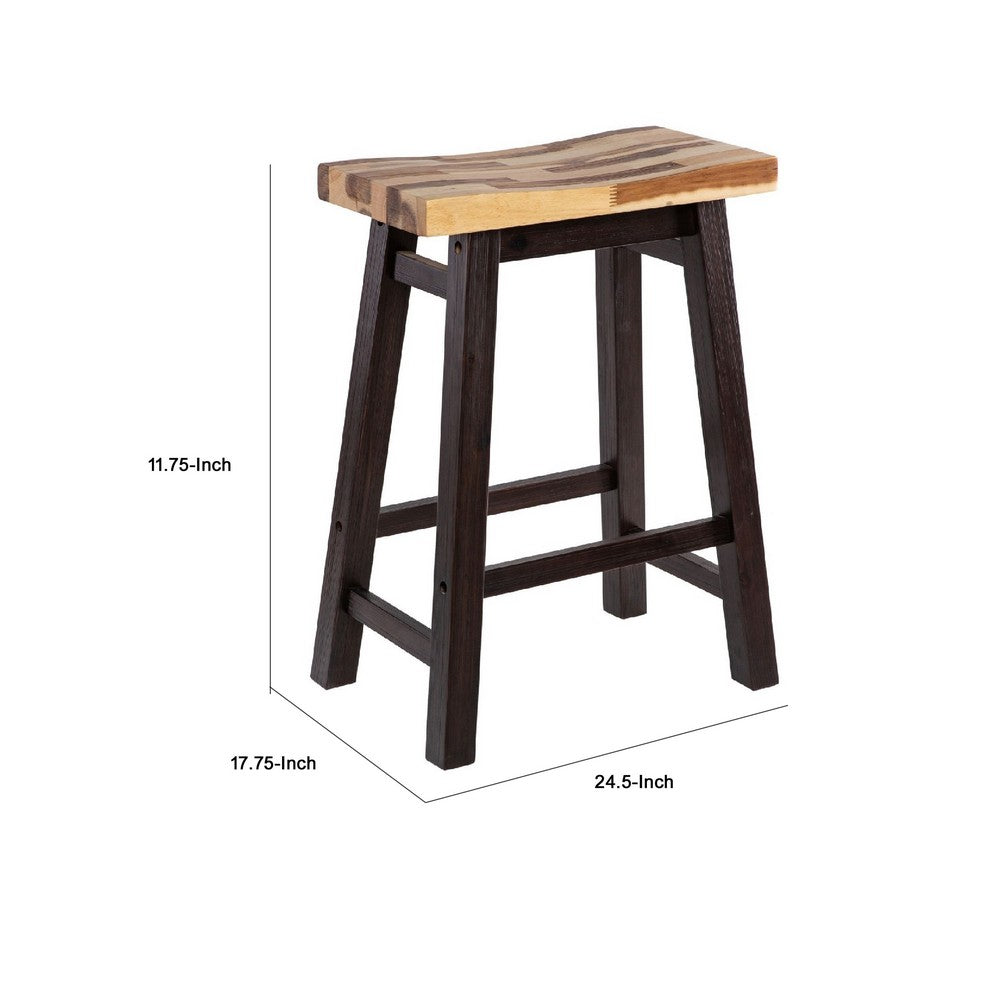 Amber Counter Height Stool, Saddle Seat, Espresso Brown Wood