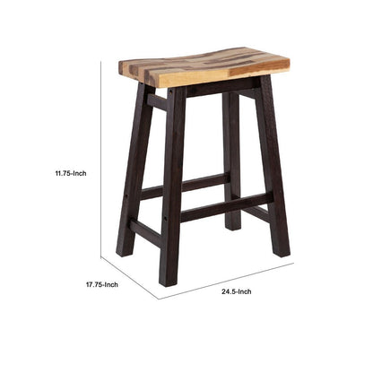 Amber Counter Height Stool, Saddle Seat, Espresso Brown Wood