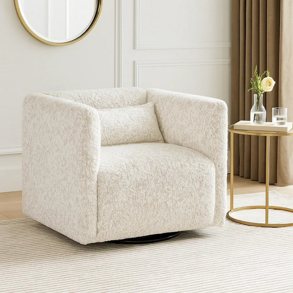 Veena Swivel Cube Chair with Lumbar Pillow, Foam Cushions