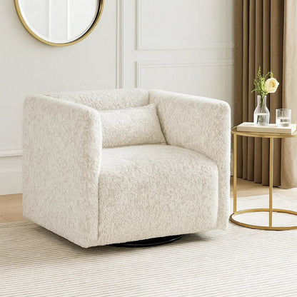 Veena Swivel Cube Chair with Lumbar Pillow, Foam Cushions