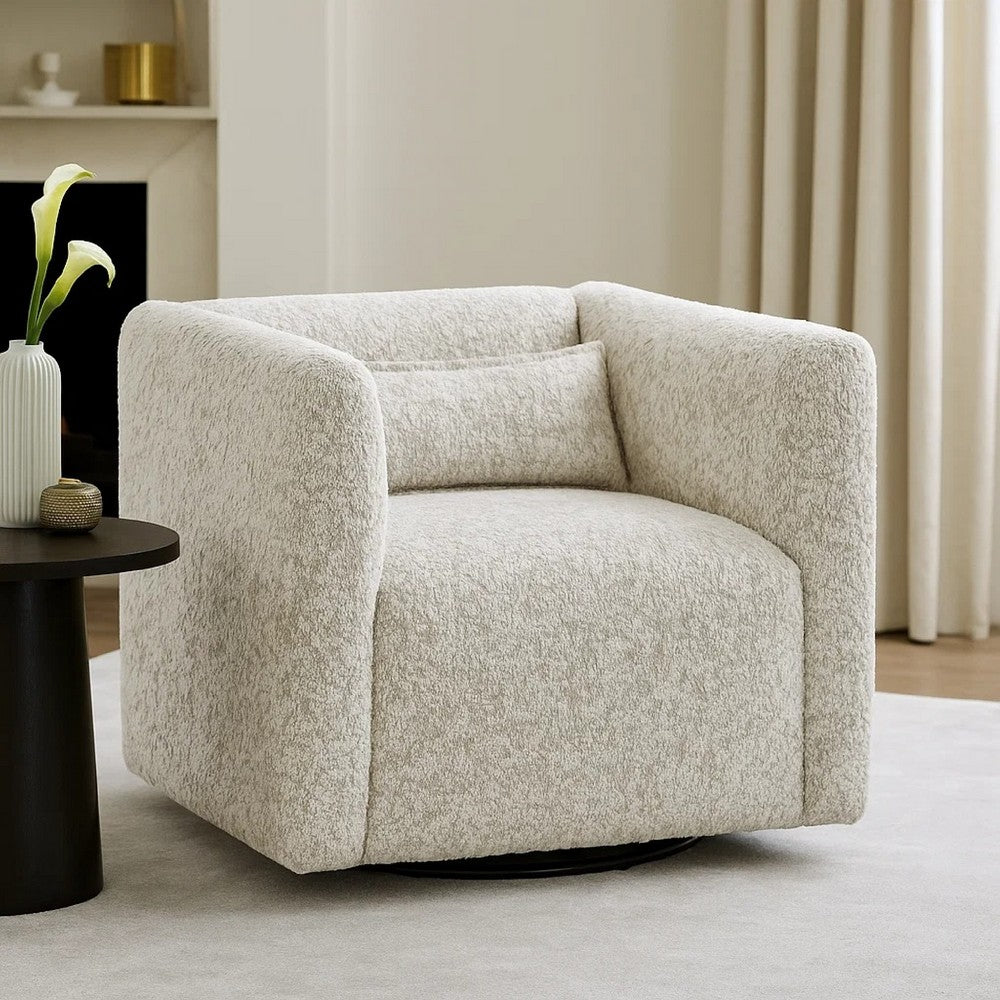 Veena Swivel Cube Chair with Lumbar Pillow, Foam Cushions