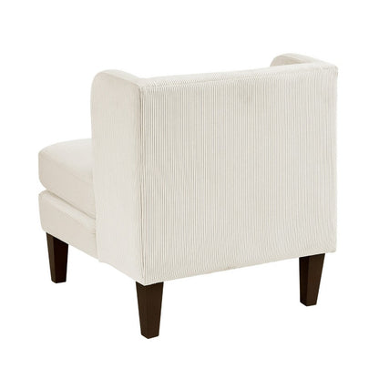 Feya Accent Chair w Lumbar Pillow, Channeled Beige Corduroy