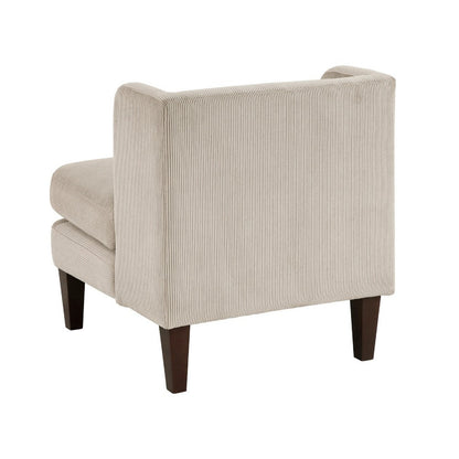 Feya Accent Chair w Pillow, Channeled Taupe Brown Corduroy, Brown Legs
