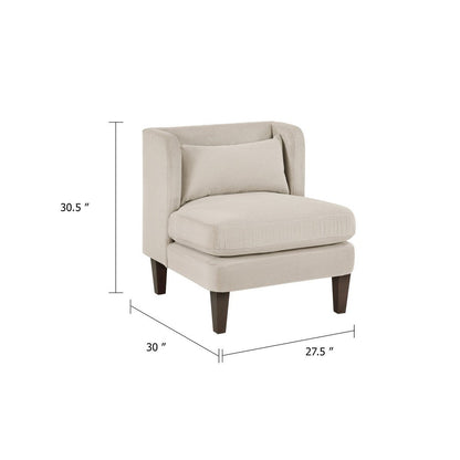 Feya Accent Chair w Pillow, Channeled Taupe Brown Corduroy, Brown Legs