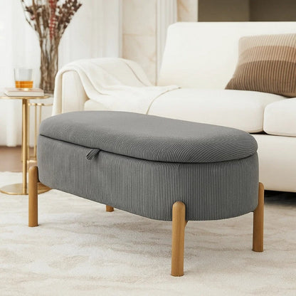 Fian Storage Bench w Lift Top, Natural Brown Legs