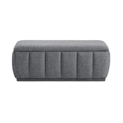 Jia Storage Bench, Wide Channel Tufted Gray Polyester 47 Inch