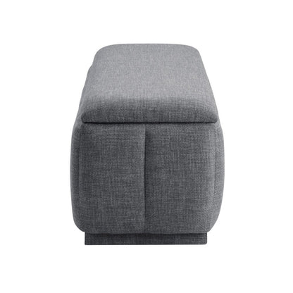 Jia Storage Bench, Wide Channel Tufted Gray Polyester 47 Inch