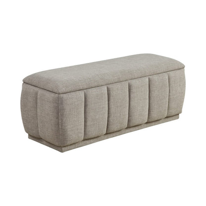 Jia Storage Bench, Wide Channel Tufted Taupe Polyester 47 Inch