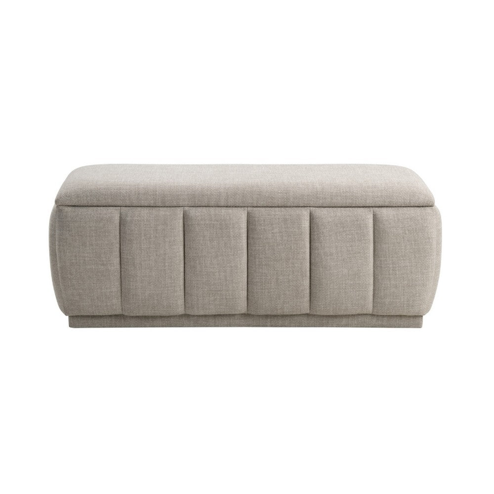 Jia Storage Bench, Wide Channel Tufted Taupe Polyester 47 Inch