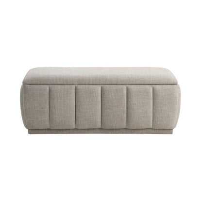 Jia Storage Bench, Wide Channel Tufted Taupe Polyester 47 Inch