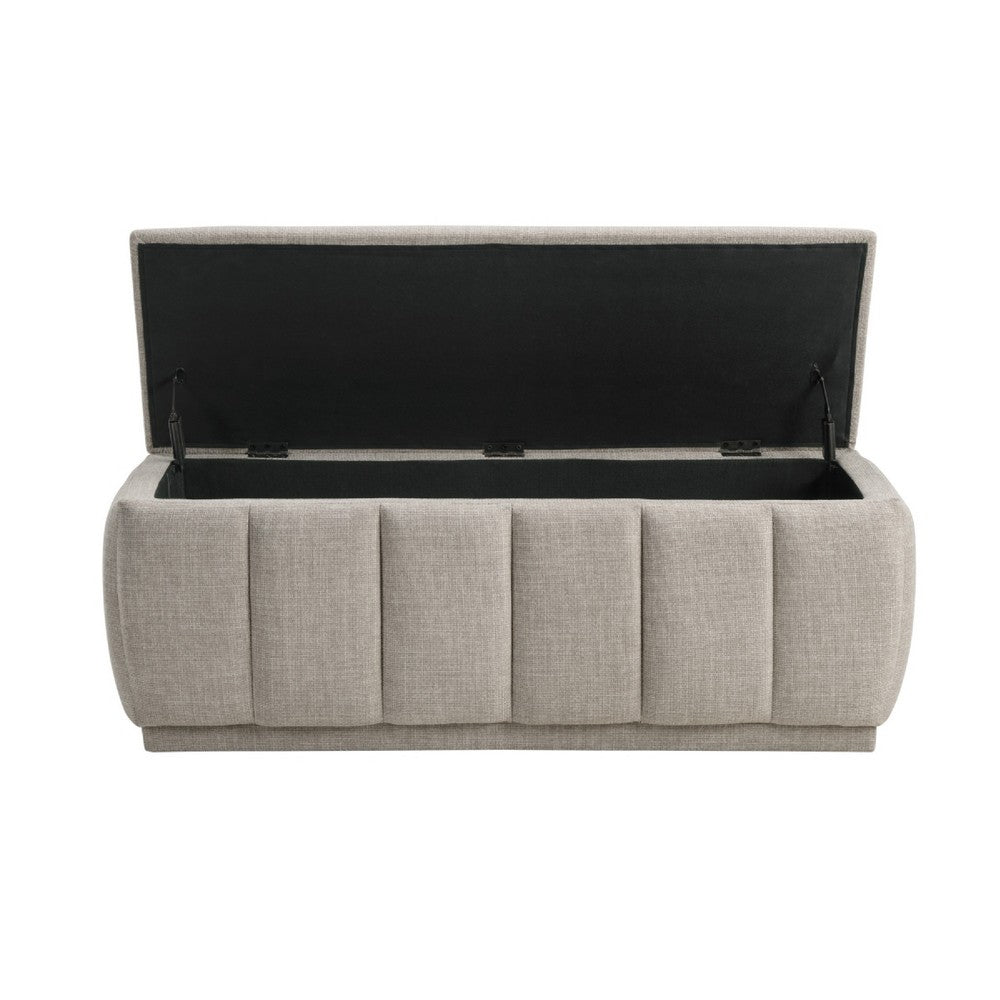 Jia Storage Bench, Wide Channel Tufted Taupe Polyester 47 Inch