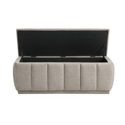 Jia Storage Bench, Wide Channel Tufted Taupe Polyester 47 Inch