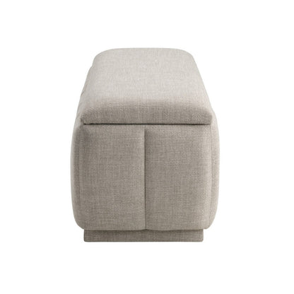 Jia Storage Bench, Wide Channel Tufted Taupe Polyester 47 Inch