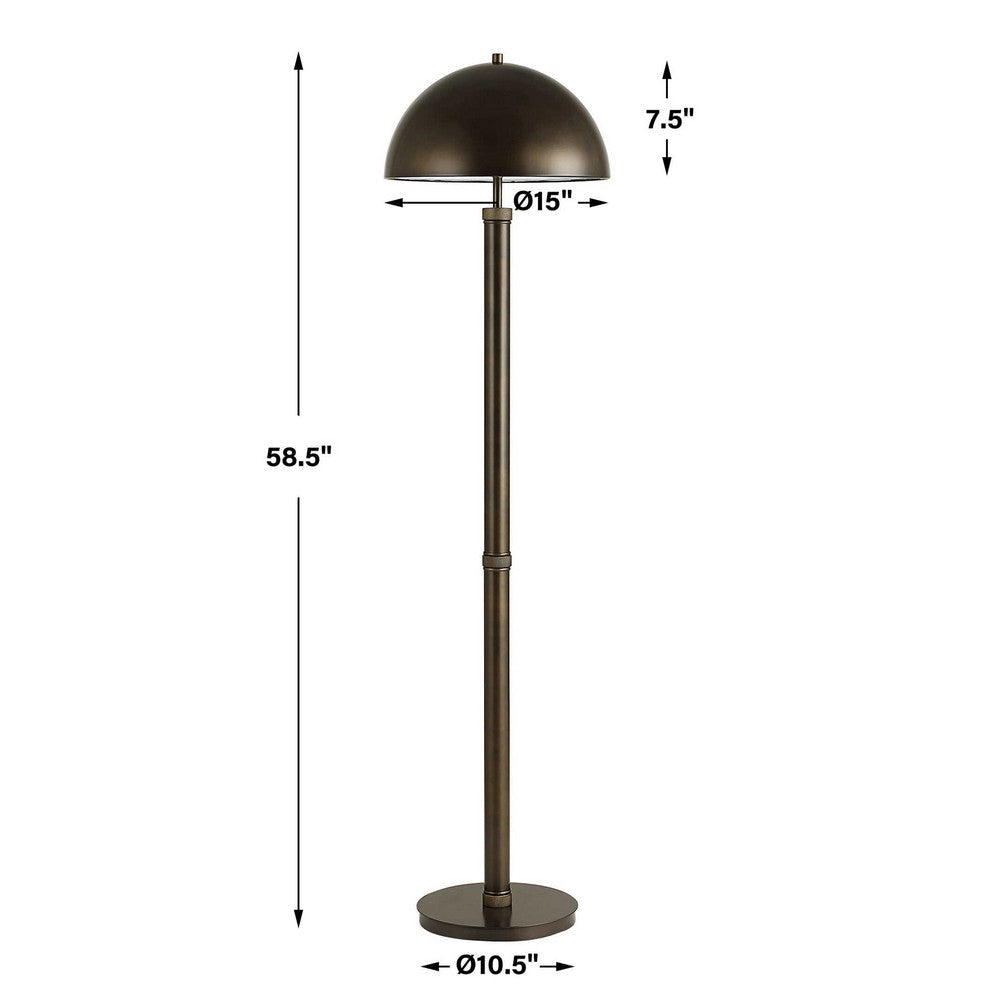Jesy Modern Floor Lamp with Dome Metal Shade, 59 Inch Dark Bronze
