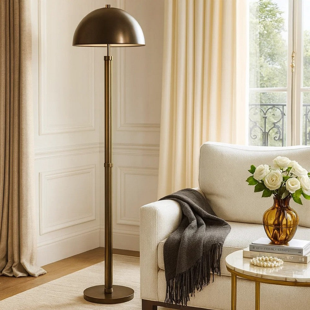 Jesy Modern Floor Lamp with Dome Metal Shade, 59 Inch Dark Bronze